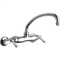 Chicago Faucets - 445-L9E1ABCP Adjustable Wall Mounted Faucet, L9 - Swing Spout and E1 - Quixtop Screen Outlet. 369 - Lever Handles and Quaturn™ Operating Cartridges