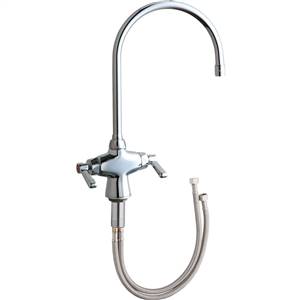 Chicago Faucets 50-GN8AE35ABCP - Two Handle, Single Hole Deck Mounted Faucet with 8-inch Gooseneck Spout and 1.5 GPM Low Flow Aerator
