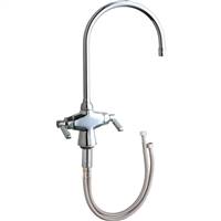 Chicago Faucets 50-GN8AE3ABCP - Single Hole Deck Mounted Hot and Cold Water Mixing Sink Faucet with 8-inch Rigid / Swing Gooseneck Spout