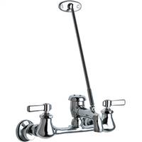 The Chicago Faucets 540-LD897SCP Wall Mounted Service Sink Faucet with Hose Thread Vacuum Breaker and Pail Hook for your service or mop sink. The 897 style spout has a 3/4 hose thread outlet you can attach to any garden hose.