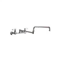 Chicago Faucets 540-LDDJ26ABCP - 8-inch Center Wall Mounted Faucet with 26-inch Double Joint Swing Spout