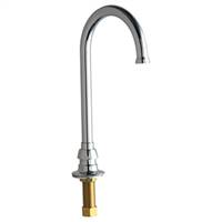 The Chicago Faucets 626-ABCP is a Deck Mounted Single Spout can be used for several installation purposes. The most common installation would be for use with foot pedal valves, or manual control valves that do not come with spouts themselves.