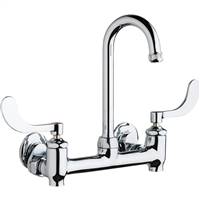 Chicago Faucets 640-GN1AE1-317YAB - Hot and Cold Water 8-inch Wall Mounted Sink Faucet with Integral Supply Stops