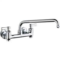 Chicago Faucets 640-L12E1-369YAB - Hot and Cold Water 8-inch Wall Mounted Sink Faucet with Integral Supply Stops