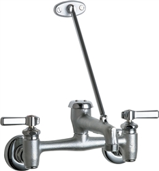 Chicago Faucets 897-CRCF - 8-inch Center Wall Mount Service Sink Faucet with Integral Hot and Cold Water Supply Stops