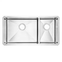 American Standard 18CR.9351800.075 Pekoe 35x18 Offset Double Bowl Kitchen Sink (Stainless Steel)