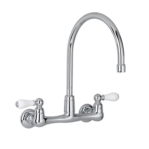 American Standard 7293252.002 Heritage 2-Handle High-Arc Wall-Mount Kitchen Faucet w/ Porcelain Handles