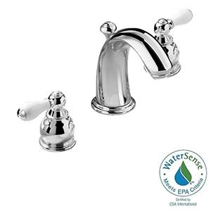 American Standard 7881.712.002 Hampton 2-Handle 8" Widespread High-Arc Bathroom Faucet w/ Porcelain Handles (Chrome)