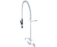 CENTRAL BRASS 0045-LE60-AD0 TWO HANDLE 8" LEDGE PRE-RINSE FAUCET w/ ADD-ON 6" TUBE SPOUT (POLISHED CHROME)