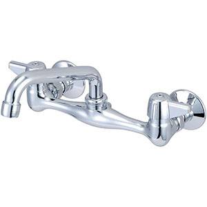 CENTRAL BRASS 0047-TA TWO CANOPY HANDLE WALL MOUNT KITCHEN FAUCET w/ 6" TUBE SPOUT