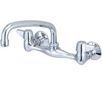 CENTRAL BRASS 0047-TA1 TWO CANOPY HANDLE WALL MOUNT KITCHEN FAUCET w/ 8" TUBE SPOUT