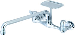Central Brass 0048-UA4 KITCHEN-WALLMOUNT 7-7/8" TO 8-1/8" TWO CANOPY HDLS 14" TUBE SPT SOAP DISH-PC, Chrome 