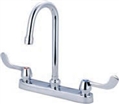 Central Brass 0122-GSAEL - Two Handle Cast Brass Kitchen Faucet with Gooseneck Swivel Spout