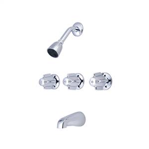 Central Brass 0971-C - 11-inch Three Handle Tub and Shower Faucet