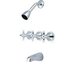 Central Brass 80968-C3 - Three Handle Tub & Shower Set with Cross Handles