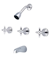 Central Brass 80971-C3 - Three Handle Tub & Shower Set with Cross Handles