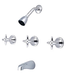 Central Brass 80971-C3 - Three Handle Tub & Shower Set with Cross Handles