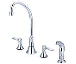 Central Brass 81173-TSA1L1 - Two Handle Concealed Ledge Kitchen Faucet with Tri-Arc Spout, Lever Handles and Side Spray