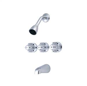 CENTRAL BRASS TCR-3 Three Handle Tub And Shower Replacement Trim Kit