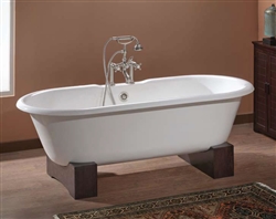 Cheviot 2126-W - Regal Cast Iron Bath with Flat Area for Faucet Holes - Wooden Base