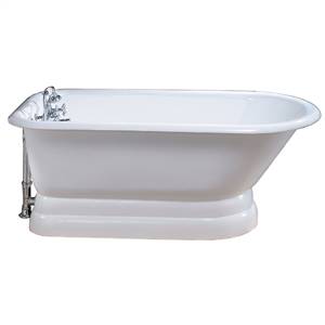 Cheviot 2118-WW TRADITIONAL Cast Iron Bathtub with Pedestal Base, White Interior, White Exterior, White Feet Tub