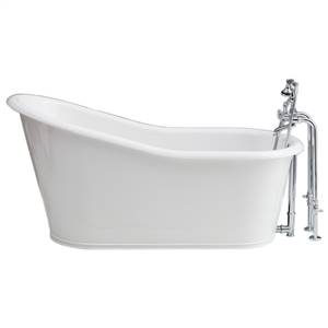 Cheviot 2157-WW DAKOTA Cast Iron Bathtub, White Interior, White Exterior, White Feet Tub