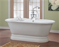 Cheviot 2165W - CARLTON Cast Iron Bath with Cast Iron Pedestal, With Continuous Rolled Rim
