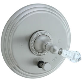 Cifial 255.611.620 - Brunswick Crystal Handle PB valve with Diverter TRIM - Satin Nickel