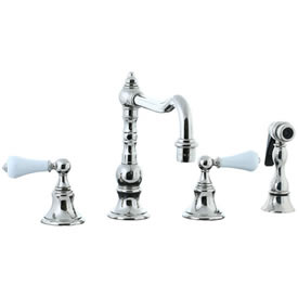 Cifial 262.255.721 - High Porcelain Lever Pillar Kitchen Widespread Faucet with spray - Polished Nickel
