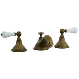 Cifial 272.110.V05 - Asbury Porcelain Lever Teapot Widespread Lavatory Faucet - Aged Brass