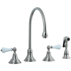 Cifial 272.245.620 - Asbury Porcelain Lever Kitchen Widespread Faucet with spray -Satin Nickel