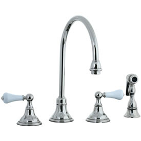 Cifial 272.245.721 - Asbury Porcelain Lever Kitchen Widespread Faucet with spray - Polished Nickel
