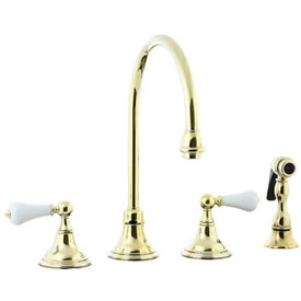 Cifial 272.245.X10 - Asbury Porcelain Lever Kitchen Widespread Faucet with spray -PVD Brass