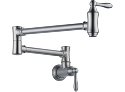 Delta 1177LF-AR Cassidy: Traditional Wall Mount Pot Filler, Arctic Stainless