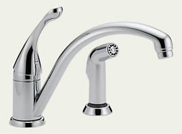 Delta 441-DST Classic: Single Handle Kitchen Faucet With Spray, Chrome