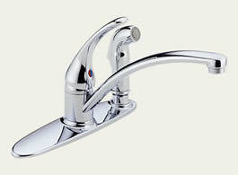 Delta B3310LF Foundations: Single Handle Kitchen Faucet With Integral Spray, Chrome