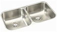 Elkay - EGUH3118 - Gourmet (Elumina) Double Bowl 18 Gauge Stainless Steel Sink with Soft Satin Finish