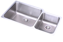 Elkay - ELUH3520R - Gourmet (Lustertone) Undermounted Double Bowl, 18 Gauge Stainless Steel Sink with Lustrous Satin Finish