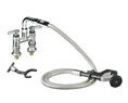 Encore (CHG) KL56-2000 - Encore®  Utility Spray Assembly, Deck Mount, Elevated Bridge, 4-inch OC, 72-inch stainless steel flexible hose, 1/4-turn full volume compression valve, lever handle, wall hook, angled spray valve