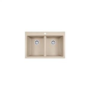 Franke DIG62D91-CHA Primo 33" Double Basin Undermount/Drop In Kitchen Sink, Granite - Champagne