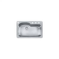 Franke FBSLD904-18Bx Kinetic 33" Single Basin Undermount 4-Hole Sink, Stainless Steel