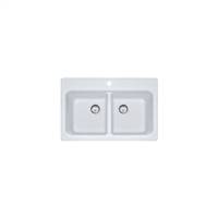 Franke FPW3322-1 Quantum 33" Double Basin Undermount/Drop In Kitchen Sink, Granite - Pure White