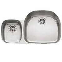 Franke PCX12009LH Prestige 35 5/8" Double Bowl Undermount Sink, 9" Deep, Left Hand Small Bowl, Stainless Steel