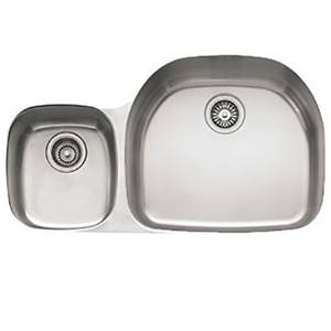 Franke PCX12009LH Prestige 35 5/8" Double Bowl Undermount Sink, 9" Deep, Left Hand Small Bowl, Stainless Steel