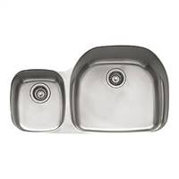 Franke PRX120LH Prestige 35-5/8" Double Bowl Undermount Sink With Ledge, Left Hand Small Bowl, Stainless Steel