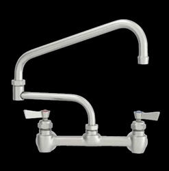 Fisher - 61131 - 8” Wall Mounted Faucet with Concentrics & EZ Install Adapters, 13-inch Double Jointed Swing Spout and Lever Handles 