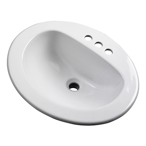 Gerber - MAXWELL S-RIM LAVATORY FAUCET 20-inch X17-inch OVAL 4-inch C WHT TRAPEZOID CTN