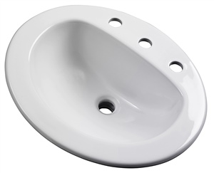 Gerber - MAXWELL S-RIM LAVATORY FAUCET 20-inch X17-inch OVAL 8-inch C WHT TRAPEZOID CTN