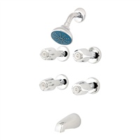 Gerber - 46-430-83-G - 6-inch Center Four Handle Tub and Shower Valve with Compression Stems, Sliding Sleeve Escutcheons, IPS/Sweat Connections, 1/2-inch IPS Tub Spout and Metal Handles