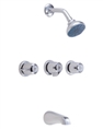 Gerber 48-031-81 Gerber Classics Three Handle Threaded Escutcheon Tub & Shower Fitting with Sweat Connections & Slip Spout 2.0gpm Chrome
